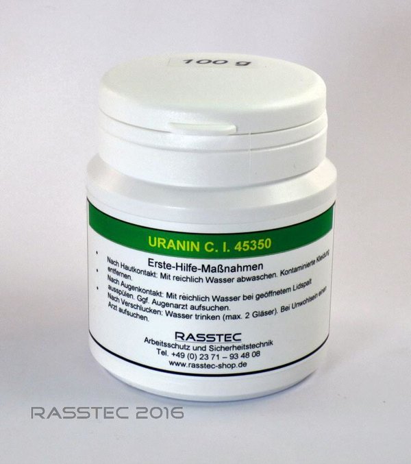 Uranin - Dose mit 100 g Inhalt